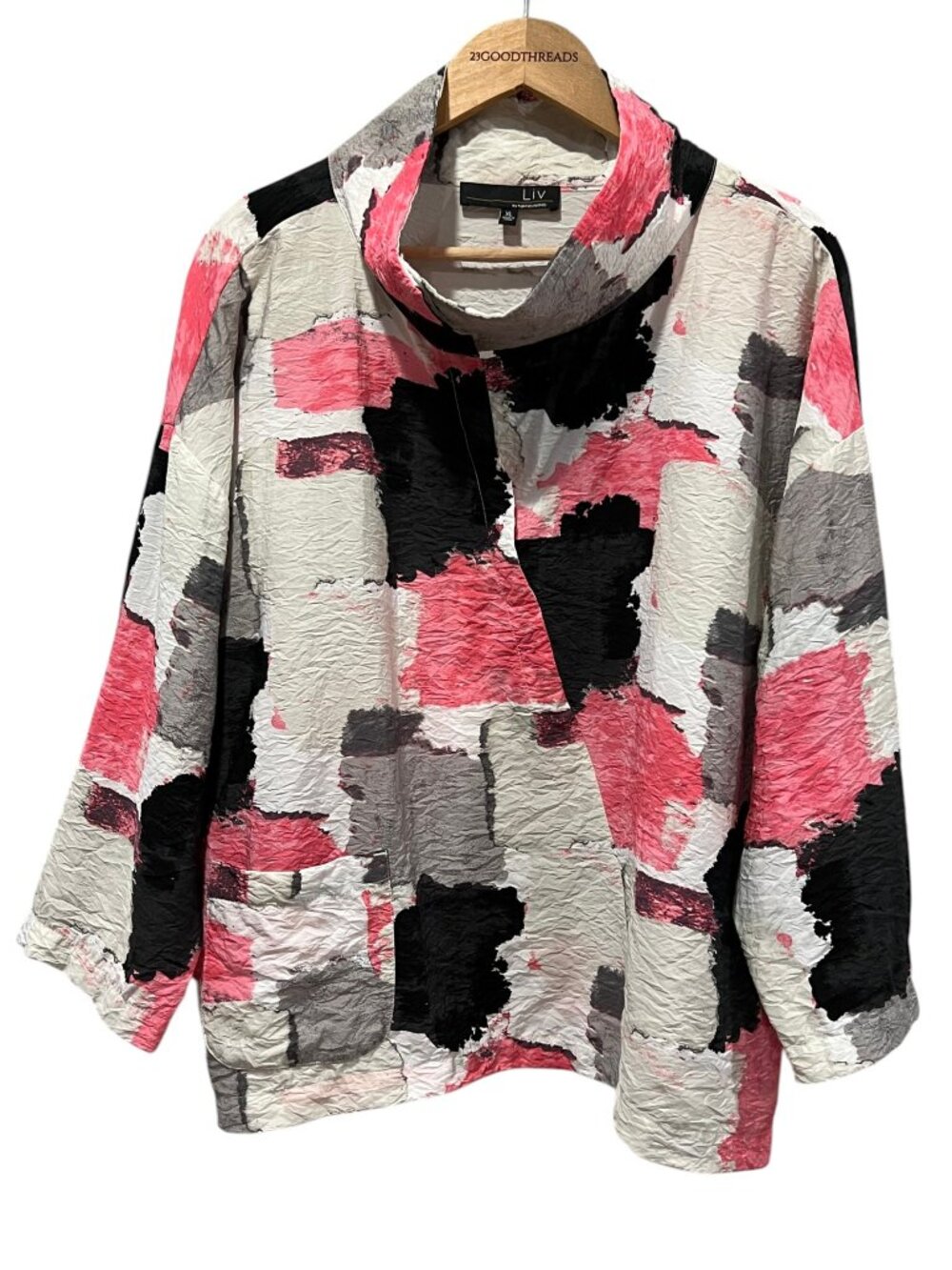 Liv by Habitat Tribeca Cowl Neck Boxy Top, Black, Pink, White, XL
